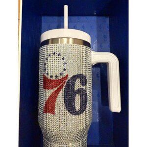 NBA BLING Philadelphia 76ers Spillproof 40 Ounce Hydrapeak Insulated Tumbler NIB